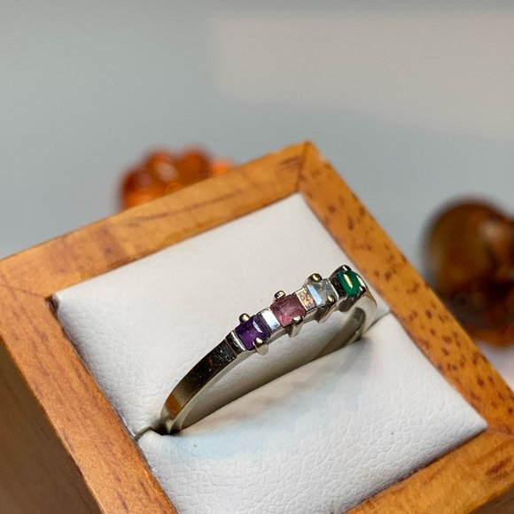 14K AAJ Multi-Gem Stone Ring Size 7.5 - 7.75 - Picture 7 of 10